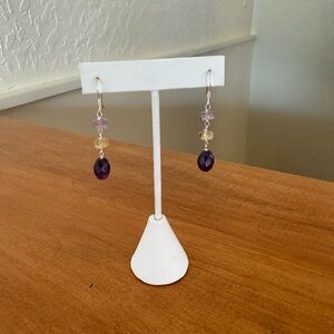Sterling silver and fluorite, citrine, amethyst earrings